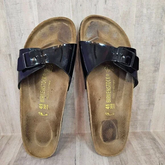 Birkenstock Woman's Sz 41 Madrid Single Black Strap Adjustable Sandals Shoes - Picture 10 of 10